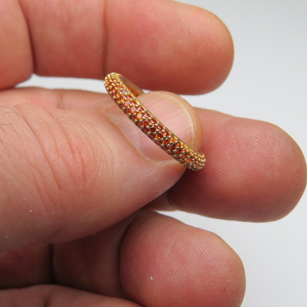 18k Rose Gold Sterling Silver Orange Citrine Band Ring
